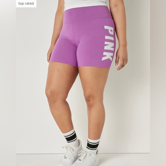 VICTORIA SECRET PINK 6" Cotton High-Waist Biker Shorts Size Large Purple - Picture 1 of 4